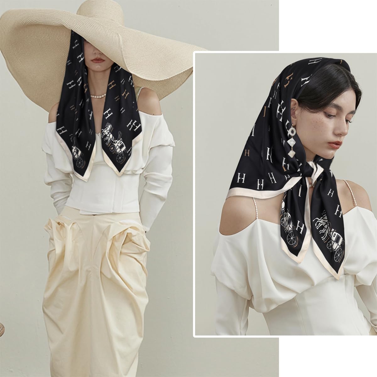 EXTREE Women's 35 inch Fashion Headscarf Silk Satin Scarf for Hair Wrapping at Night Bandana Square Scarf for Sleeping