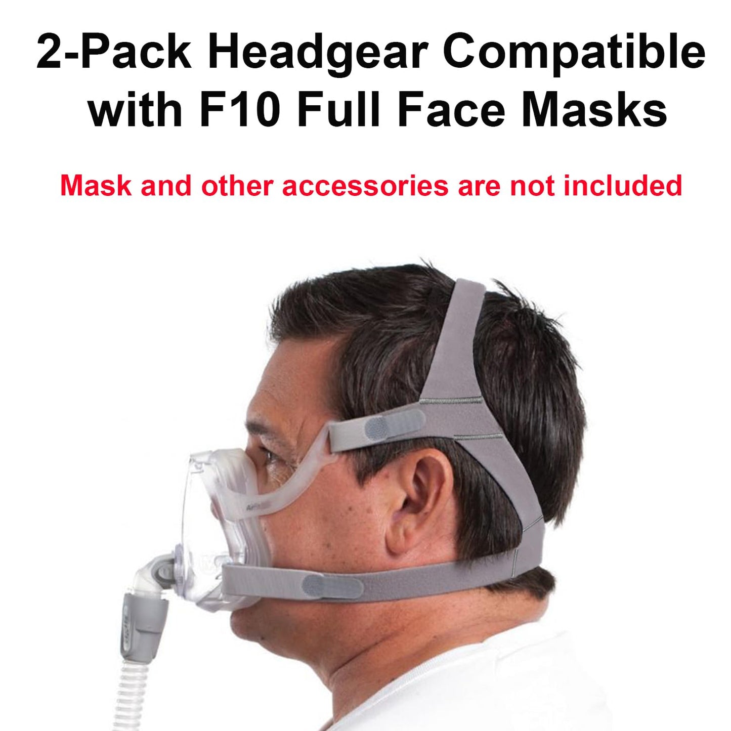LALASTAR 2-Pack Replacement Headgear Strap for Airfit F10 CPAP Mask, CPAP Headgear Compatible with Airfit F10, Adjustable Mask Headband, Medium