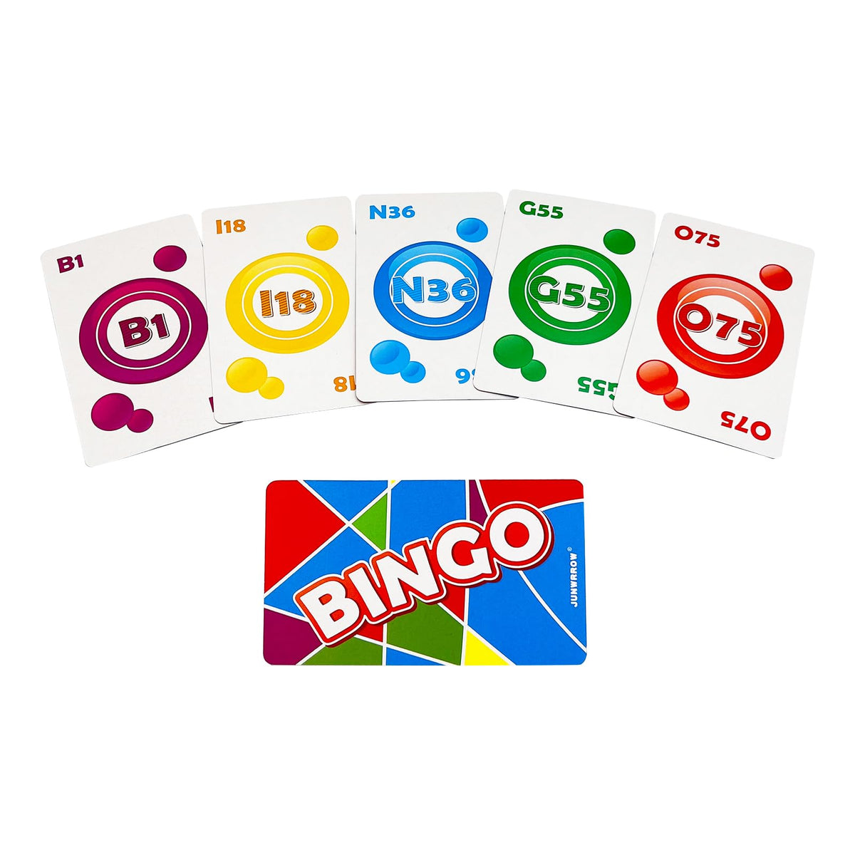 JUNWRROW Bingo Jumbo Calling Cards-Pack of 86-Colorful Bingo Cards-5.45"x3.35"per Card-Bingo Games for Adults, Seniors, and Family