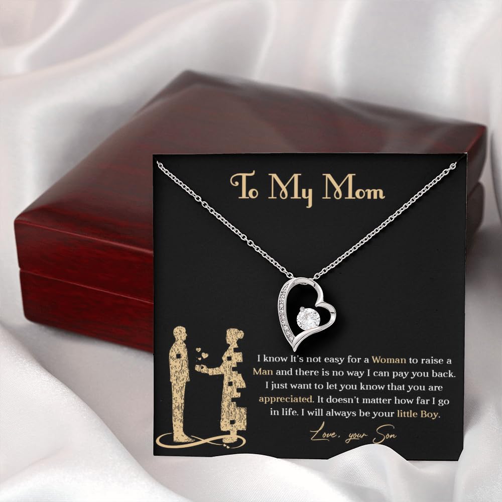 Meaningful Necklace for Mom from Son – I Love You Necklace, Christmas Gift, Sentimental Mother's Day Gift for Mom from Son, Unique Moms Birthday Gift Ideas (Luxury Box, Black)