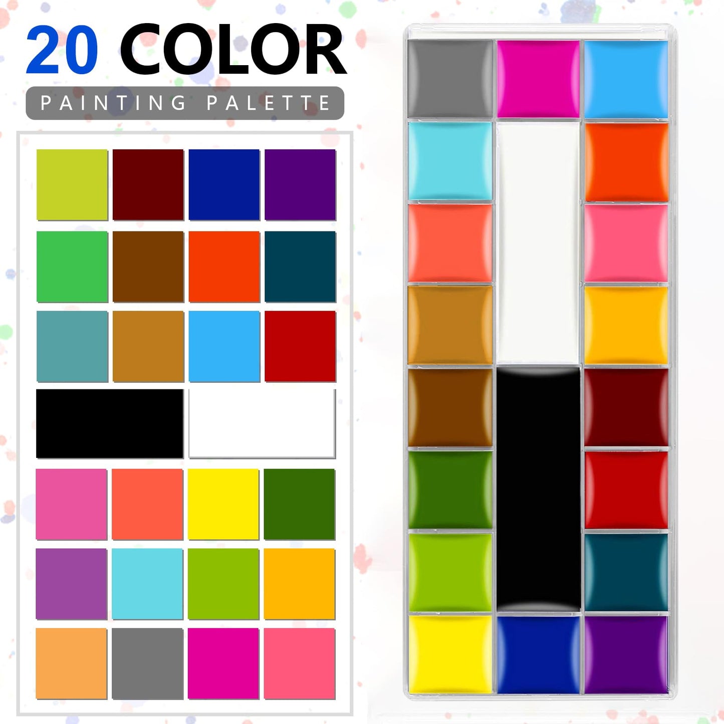 Face Paint,20 Colors Face Paint - Face Painting Kit,Oily Based Face Painting Kit For Kids Party With 10 Brushes 5 Sticker Stencils And Paint Tray, Body Paint For Kids And Adults Halloween Makeup
