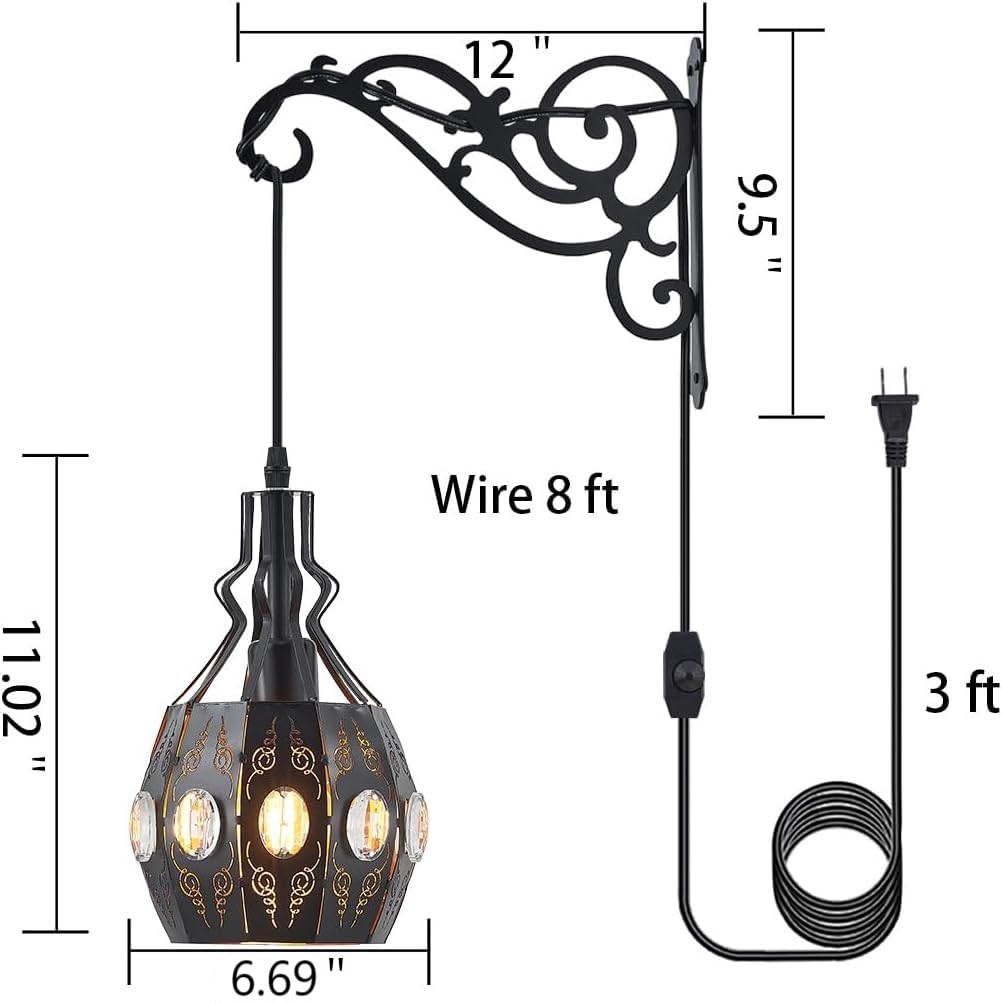 KAMTAT-ZS 2PK Wall Sconce Plug in Hanging Lamp Shelf Dimmable Wall Sconces Adjustable Wall Lights with Plug in Cord and Dimmer On/Off Indoor Wall Sconces for Living Room Bedroom