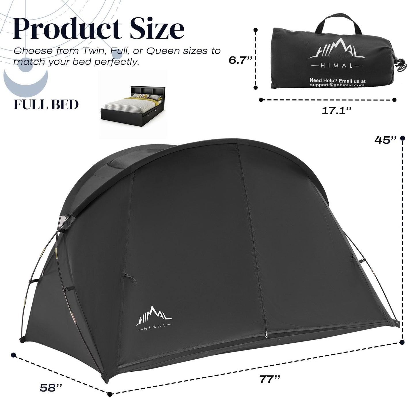 UNIHIMAL Bed Tent Canopy Full, Blackout Portable Sleep Tent Easy Setup, Breathable Mesh, Privacy Curtains for Adults, Ideal for Indoor