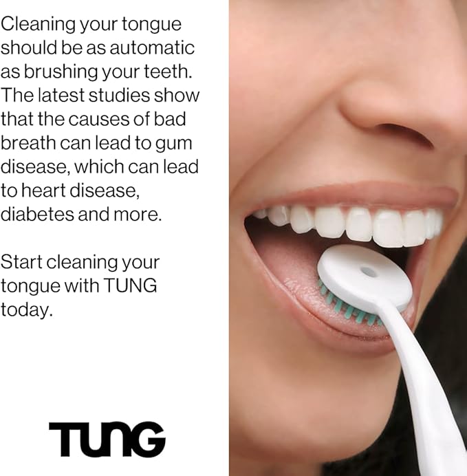 Tung Brush Tongue Cleaner, Plastic Tung Scraper, Tongue Cleaning to Fight Bad Breath, Halitosis Defense, USA Made, 4-Pack