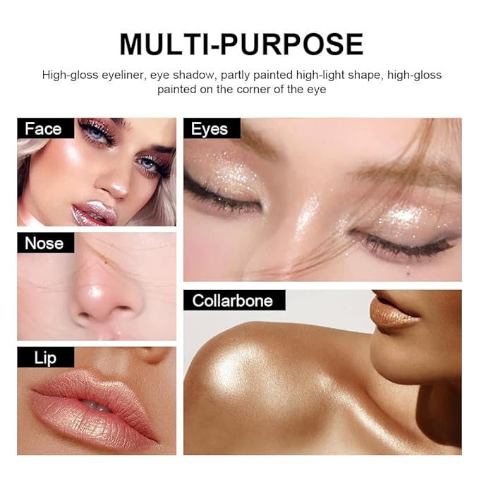 White Eyeshadow Stick Makeup, Long-Lasting Waterproof Eye Shadow Pencil, Hypoallergenic Smudge-Proof Glitter Primer Palette Shimmer Eyeliner, Easy to Blend Eye Make Up