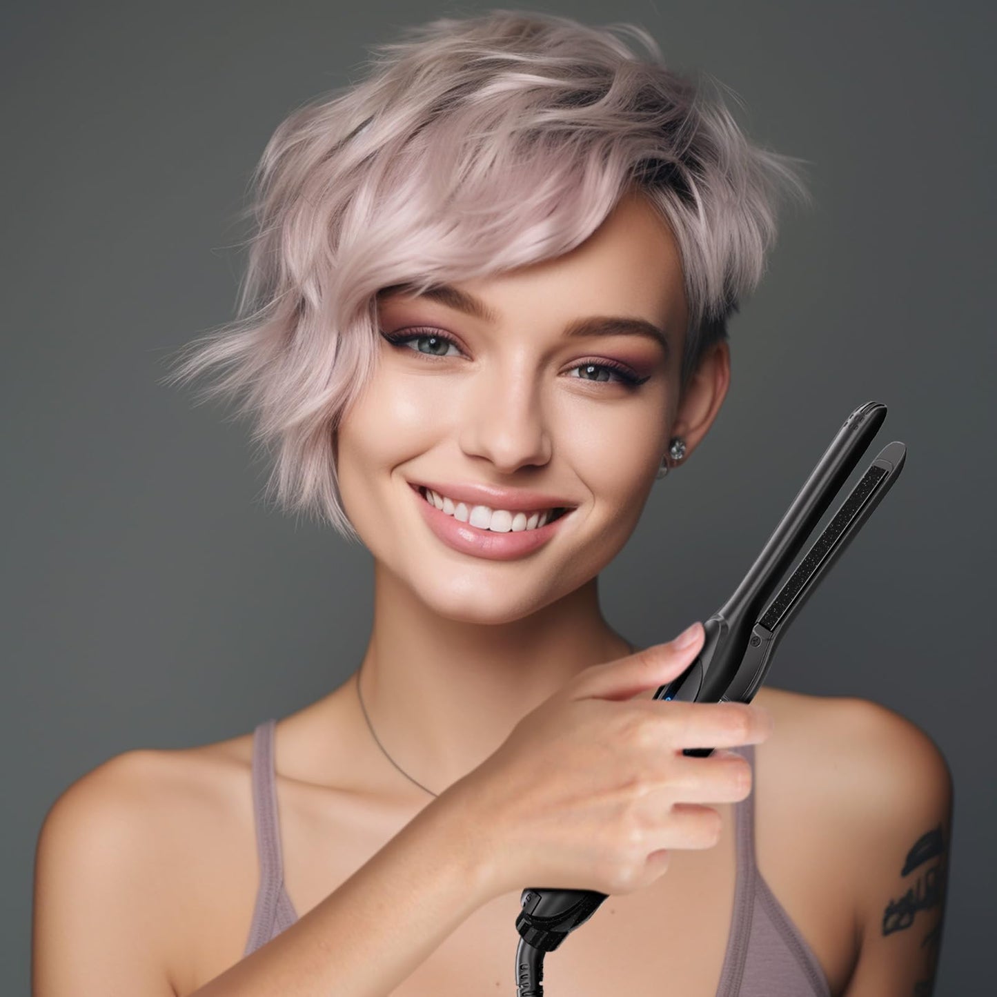DSHOW Pencil Flat Iron, 3/10 Small Flat Irons for Short Hair, Pixie Cut and Bangs,Tourmaline Ceramic Mini Hair Straightener for
