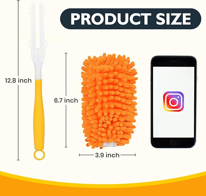 MAVRIZ Reusable Dusters - 1 Handle & 8 Washable Duster Refills, Eco-Friendly Alternative to Swiffer Dusters (Not Compatible), 360° Dust Cleaner for Home, Furniture, Ceiling Fans, Cobwebs