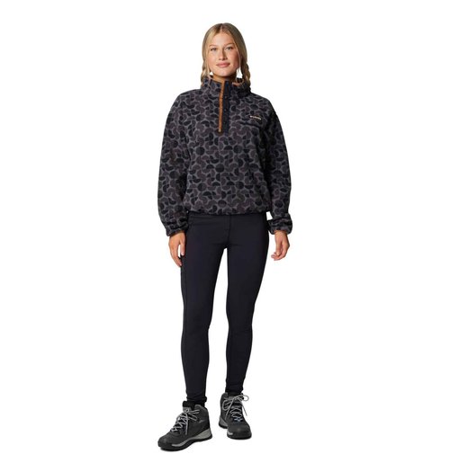 Columbia Women's Helvetia II Printed Cropped Half Snap, Black Retroscape, XX-Large