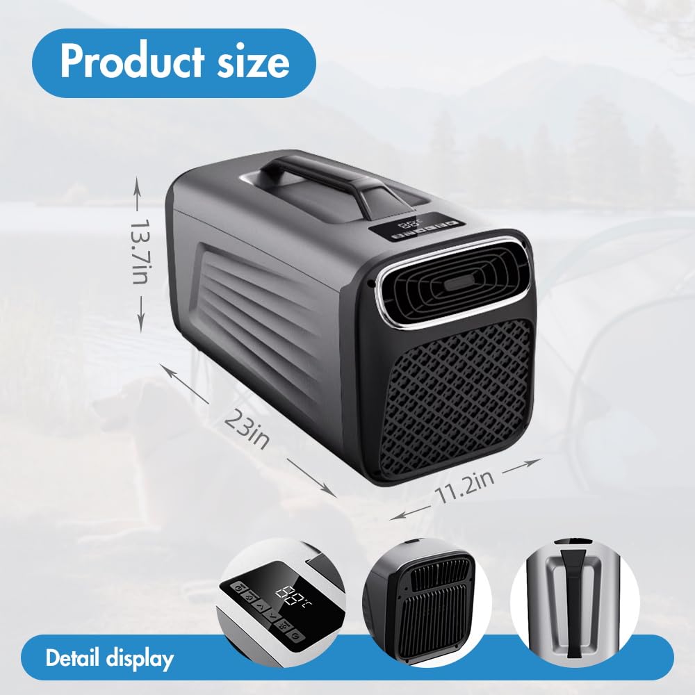 GETUHAND Portable Air Conditioner for Camping Outdoor and Indoor Use, 5200BTU Fast Cooling Capacity for Tent AC,Quiet Air conditoning For Small Rooms,Pet House Black Grey
