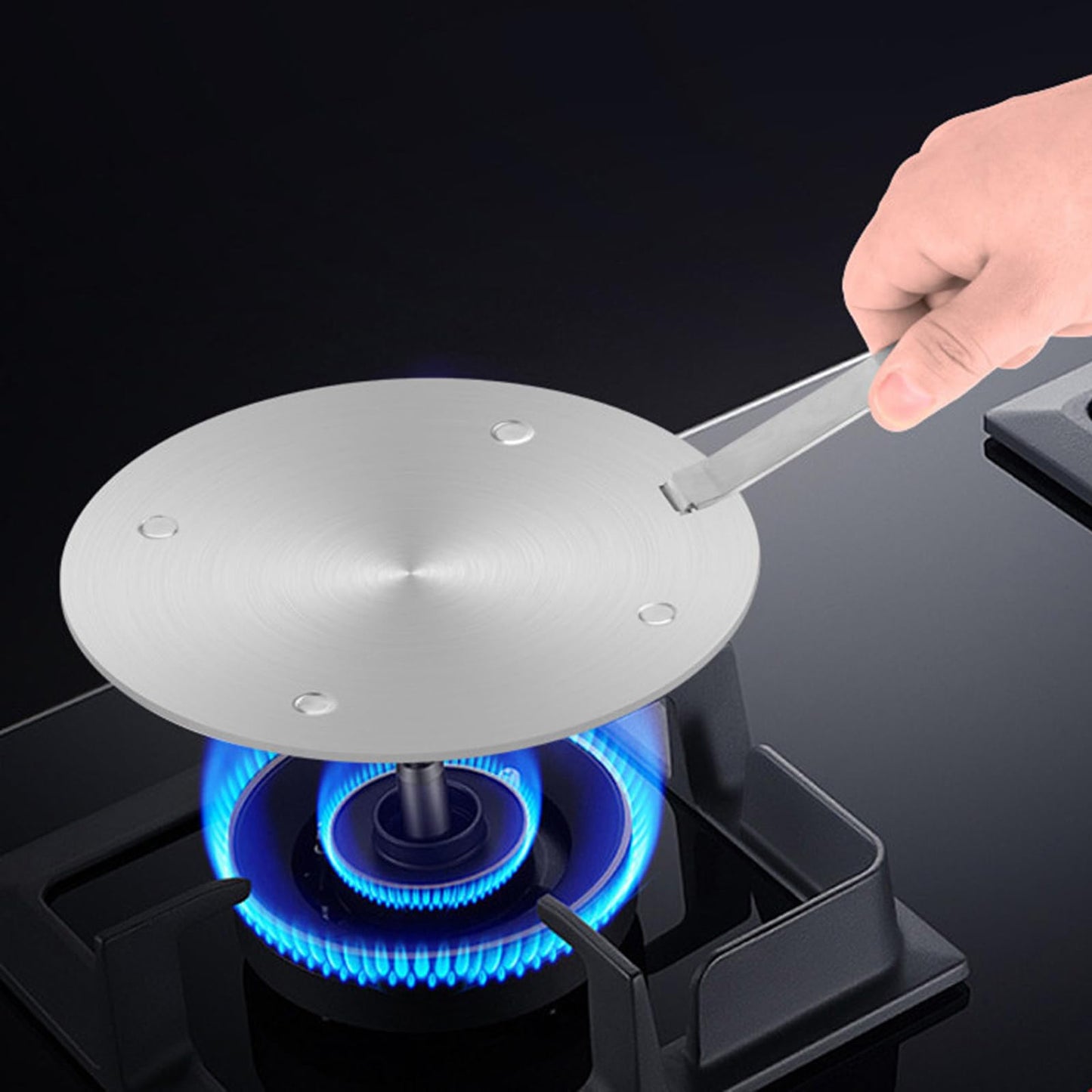 7.9Inch Heat Diffuser Plates for Gas Electric Stoves, Flygragon Stainless Steel Cooking Induction Adapter Plate for Glass Cooktop, Detachable Handle Induction Cooktop Converter Plate
