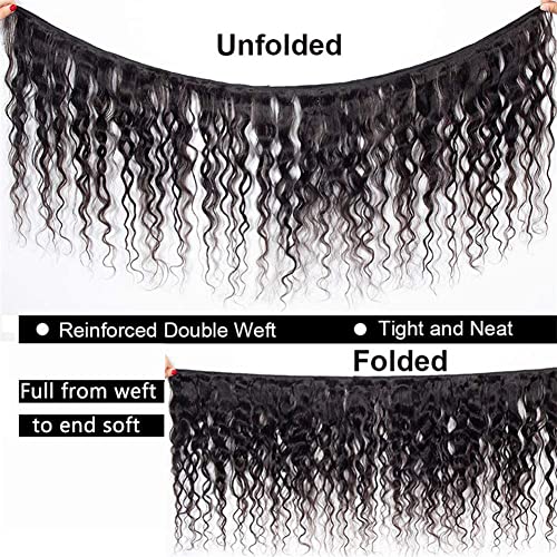 Water Wave Human Hair 4 Bundles (12 14 16 18 Inch) Brazilian Virgin Water Curly Bundles 100% Unprocessed Human Hair Weave Remy Hair Weft for Black Women Natural Color