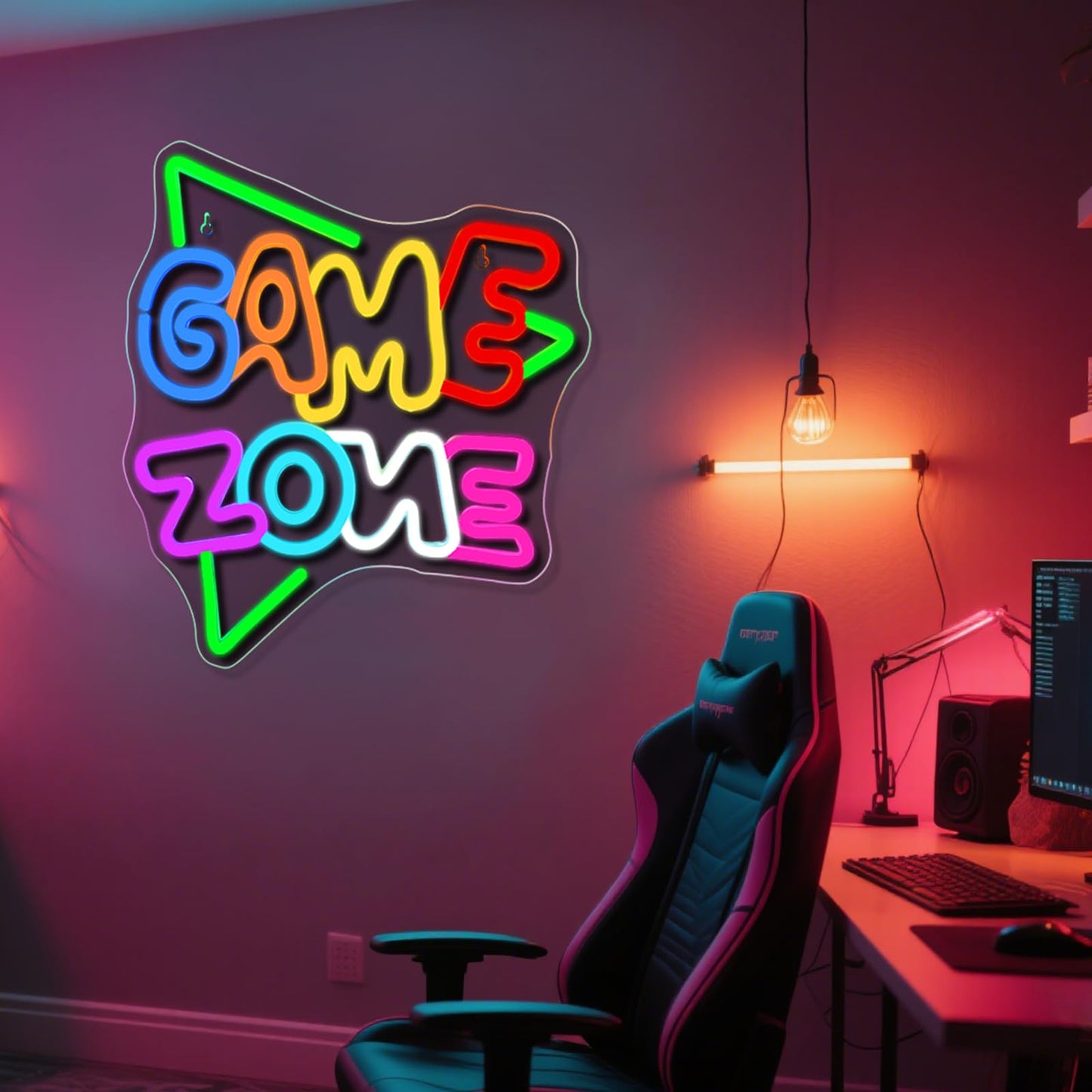 Gameneon Green Game Zone Neon Sign Gaming Room Neon Signs for Wall Decor Led Light Boys Bedroom Teen Man Cave Internet Bar Party Playroom Decoration Gamer Lover Gift