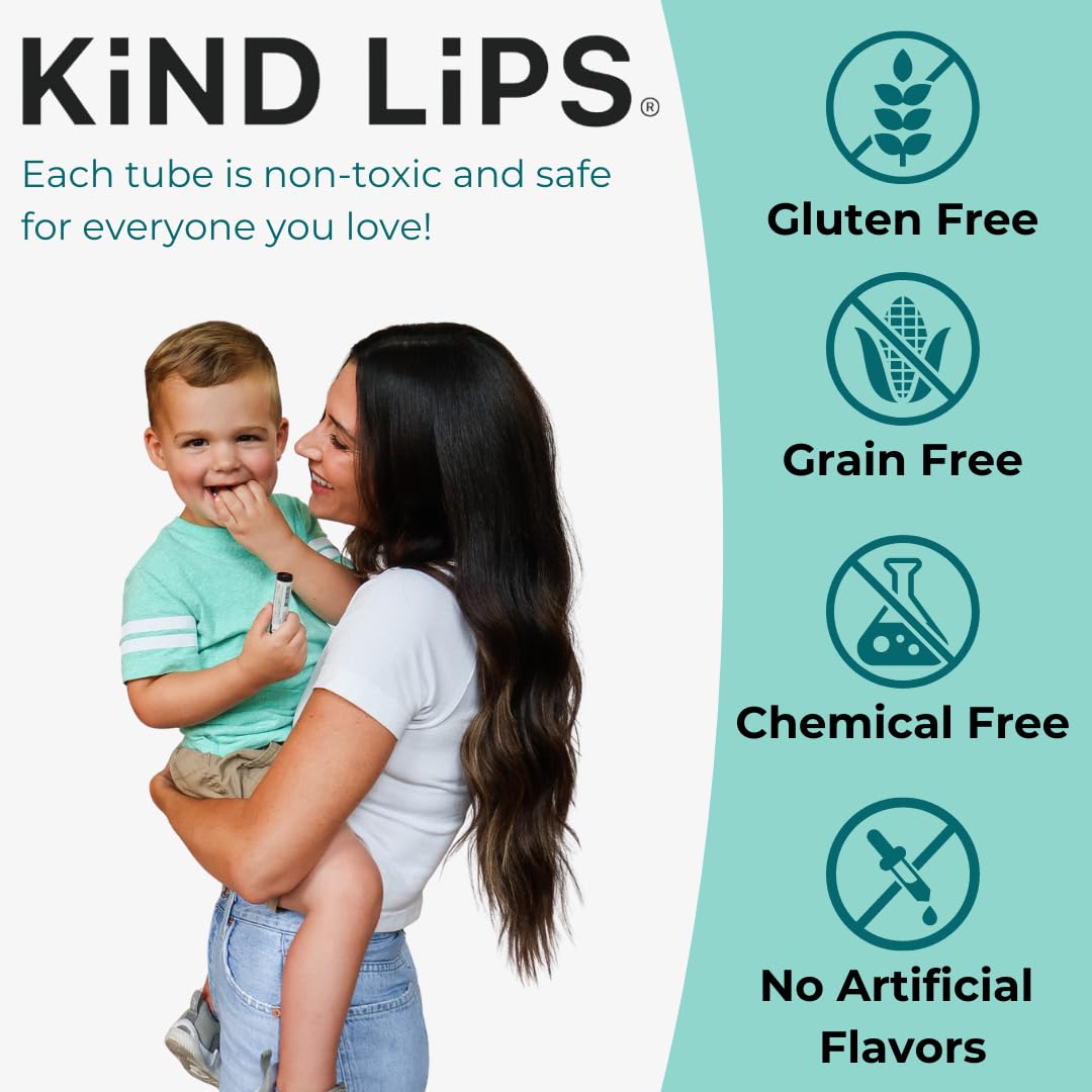 Kind Lips Organic Variety 5-Pack Lip Balm - Unscented, Sweet Mint, Wild Cherry, Vanilla Lemon & Strawberry - Natural, Gluten Fre