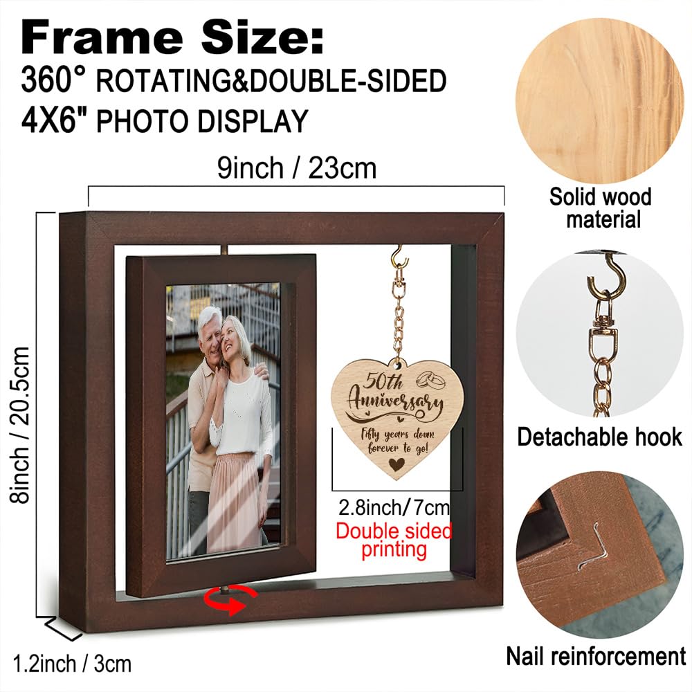50th Wedding Anniversary Picture Frame Gifts, 50th Anniversary Frame for Couple Parents, Valentine Picture Frame, Happy 50th Anniversary Frame Gifts, Grandparents Picture Frame Display Two 4x6