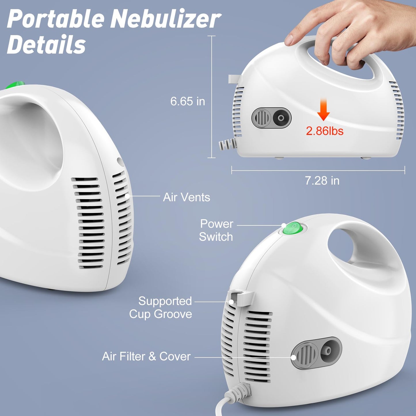 VITA-Mist AIR Compressor & Nebulizer Portable Nebulizer Compressor Machine for Adult and Kid