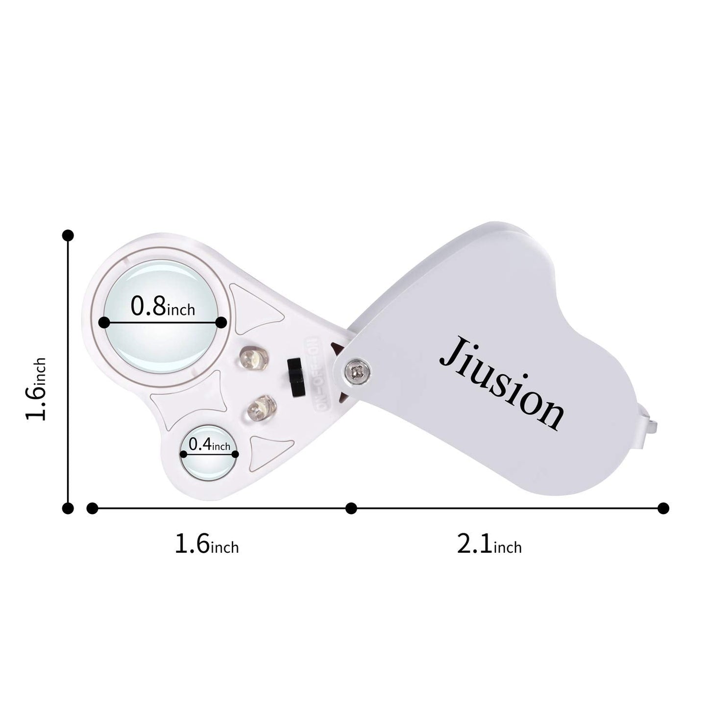 Jiusion Portable Lighted Led Illuminated Jewelry Magnifier 30X 60X Wearable Handheld Dual Lens Eye Loupe Magnifying Glasses Micr