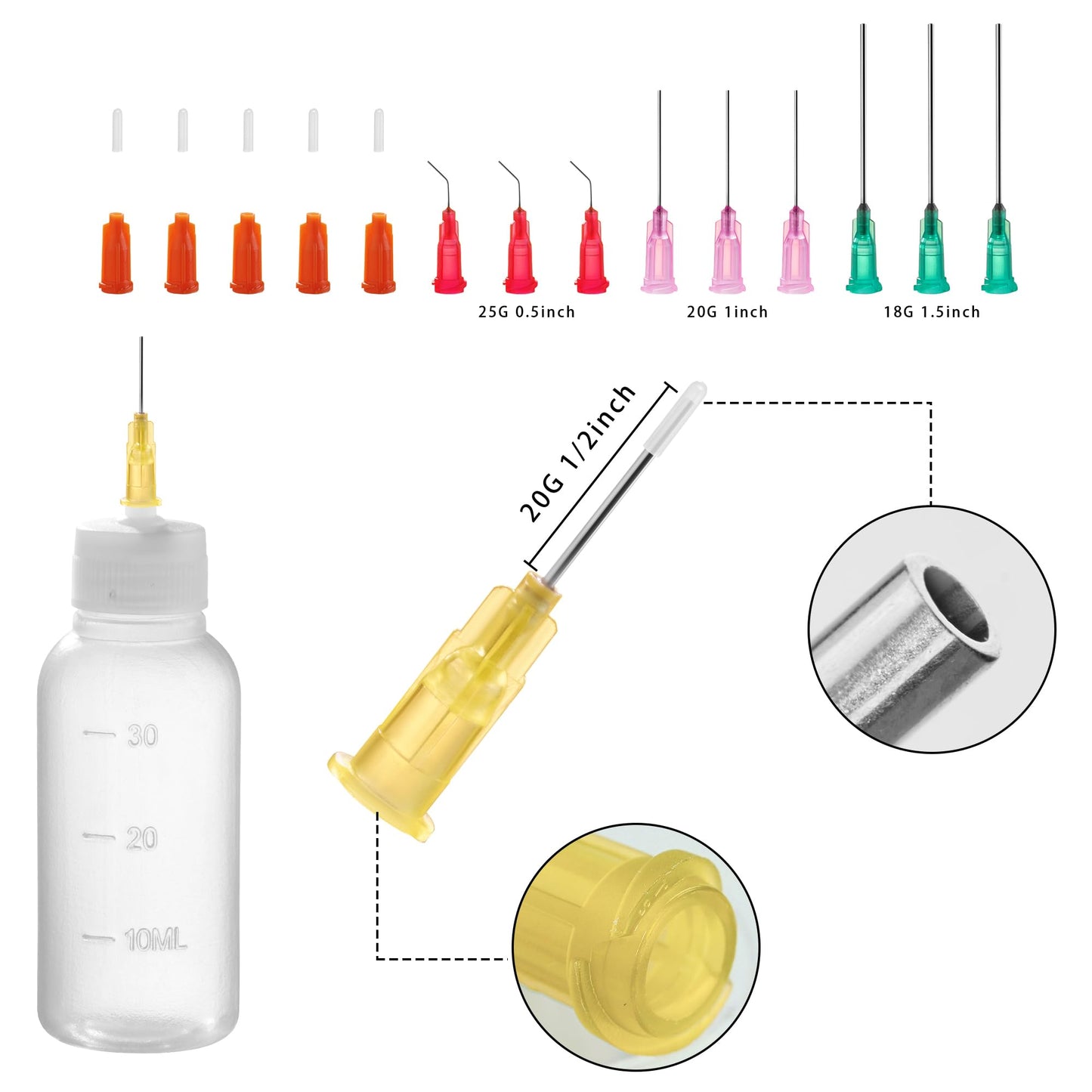 30ml Glue Bottles with Blunt Needle - Precision Tip Squeeze Applicator Dispenser Bottle for Dispensing or Refilling Oil, Liquids, Paint, Quilling Craft
