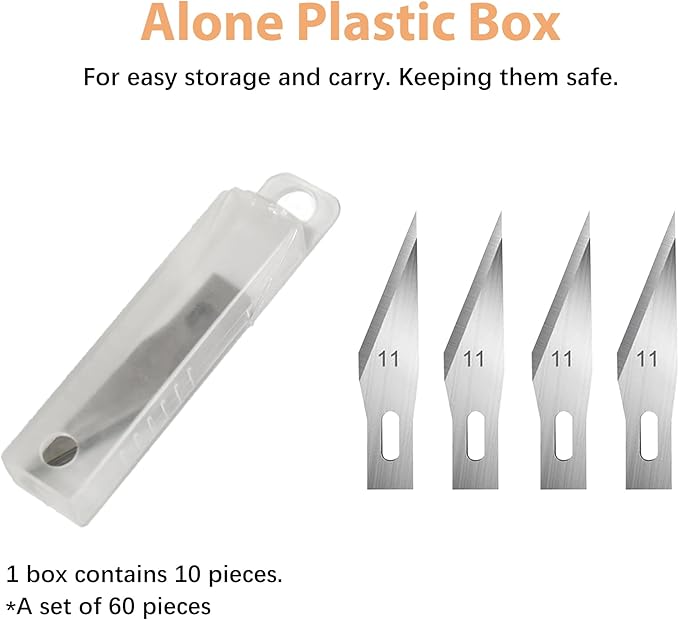 Headley Tools #11 Hobby Knife Blades(Pack of 60),Art Blades Cutting Tool with Storage Case for Craft, Hobby, Scrapbooking, Stencil