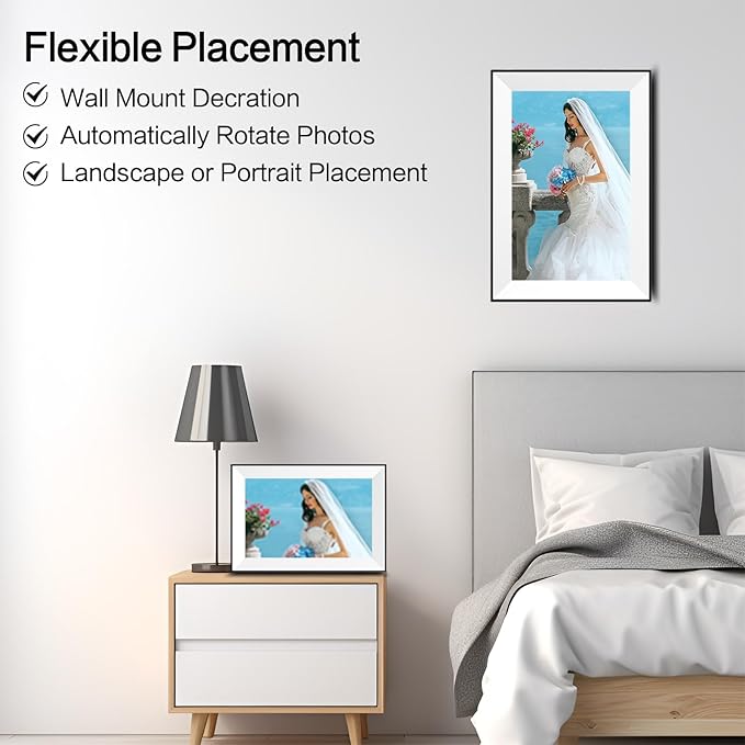 Frameo WiFi Digital Picture Frame 10.1 Inch, IPS HD Touch Screen Smart Electronic Photo Frame, Auto-Rotate Slideshow, Load Photos from Phone via App, Digital Picture Frames Gift for Family