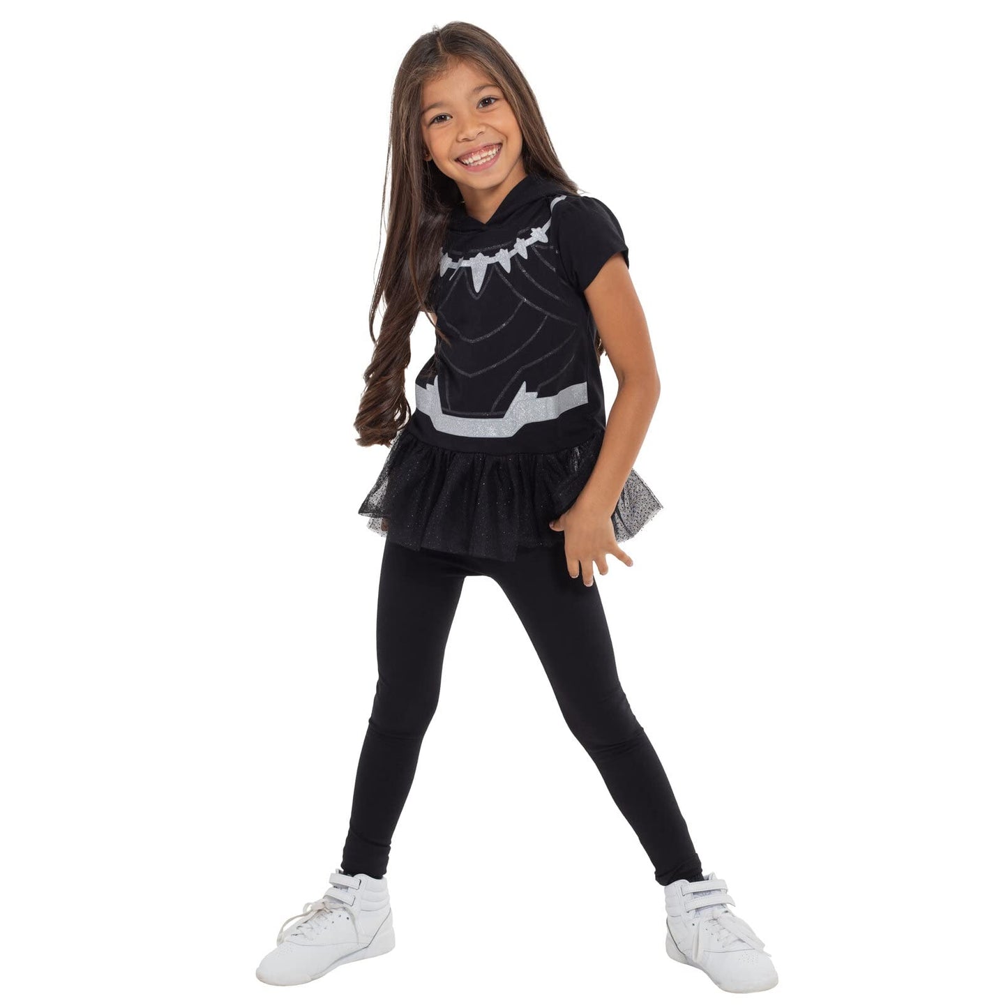 Marvel Avengers Black Panther Toddler Girls Cosplay Graphic T-Shirt Dress and Leggings Outfit Set 2T