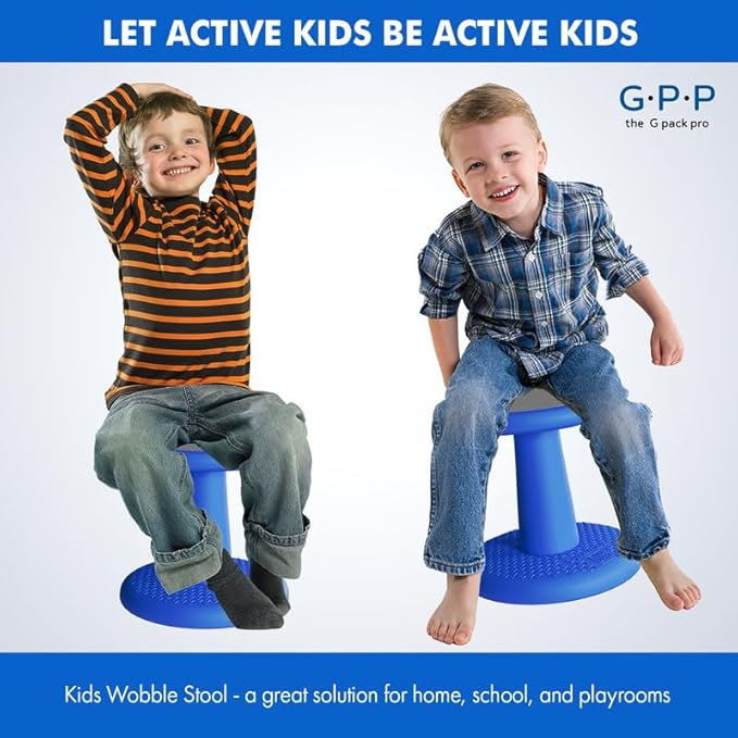 Gpack-pro Kids Wobble Stool – Improves Focus Attention – Non-Slip Base - Wiggle Chair Active Flexible Seating for Preschool Kindergarten Elementary School Party 14-Inch High (Blue)