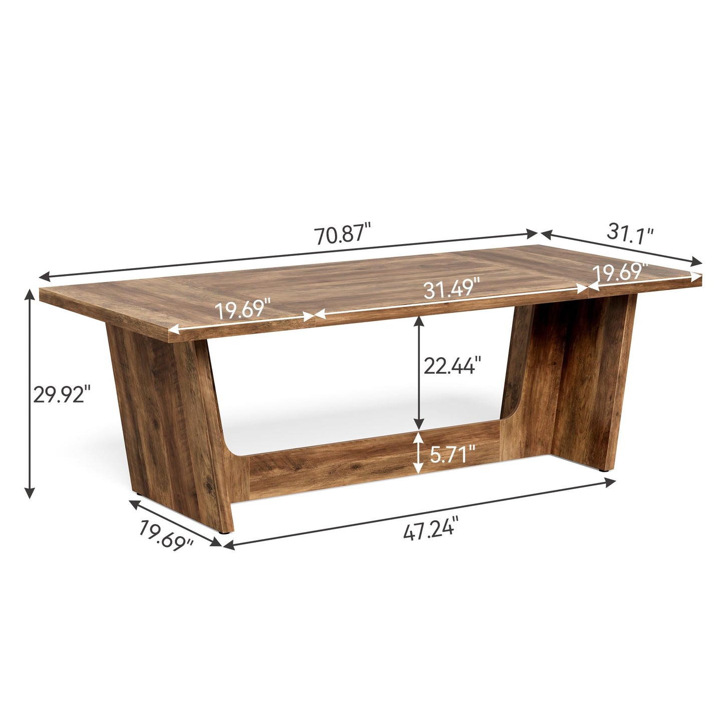 1Easylife 70.87 Inches Long Executive Desk, Brown Wooden Computer Desk, Industrial Simple Study Writing Table, Large Workstation Business Furniture for Home Office