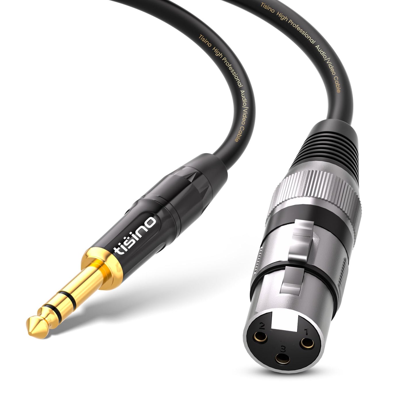 Tisino Female XLR to 1/4 TRS Microphone Cable, 6.35mm Stereo Jack to 3-pin XLR Female Balanced Interconnect Micphone Cable - 1