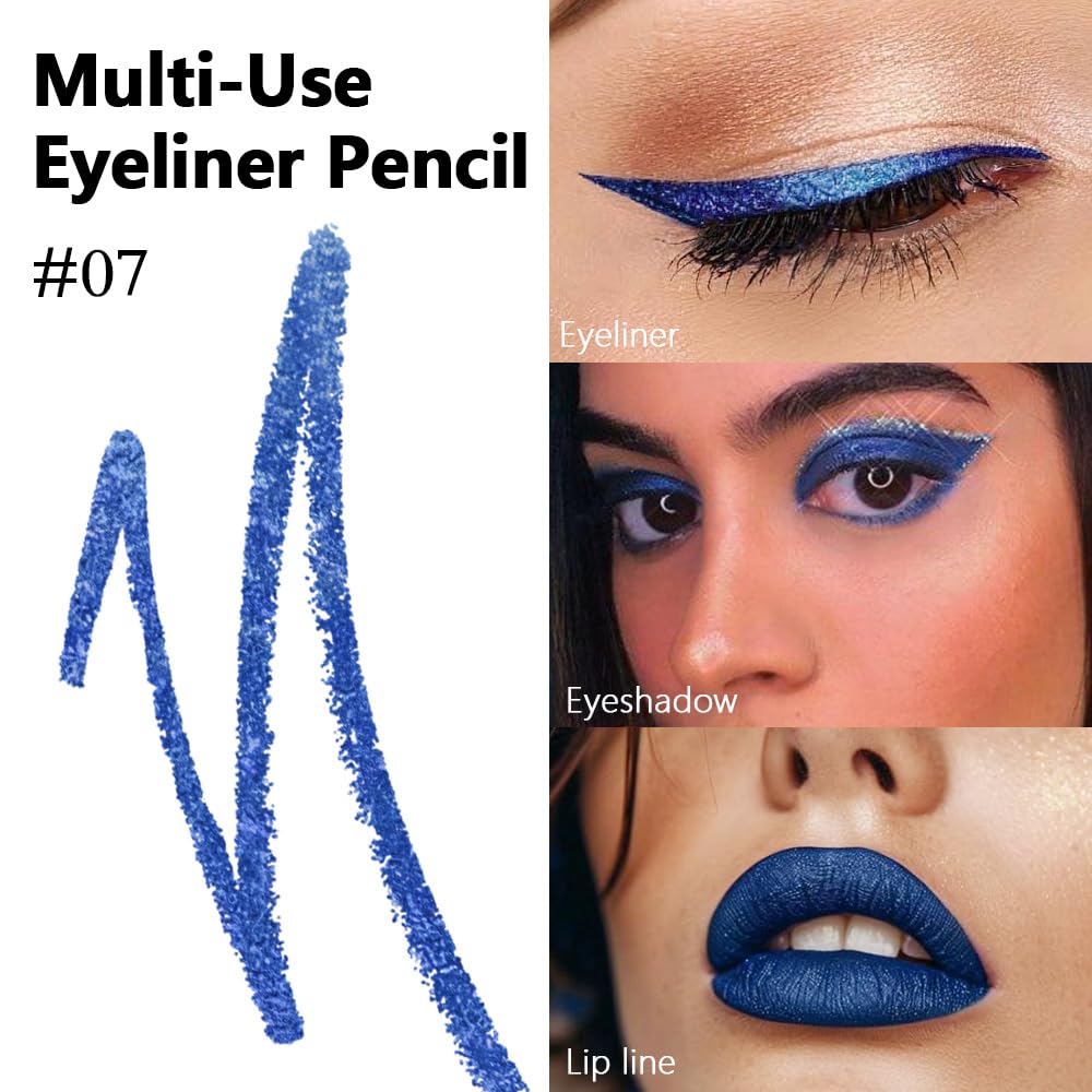 Kaely Gel Eyeliner Pencil for Women, Pearl Blue Eye Liner Waterproof Smudge Proof with Sharpener, Waterline Eye Makeup Liners, d