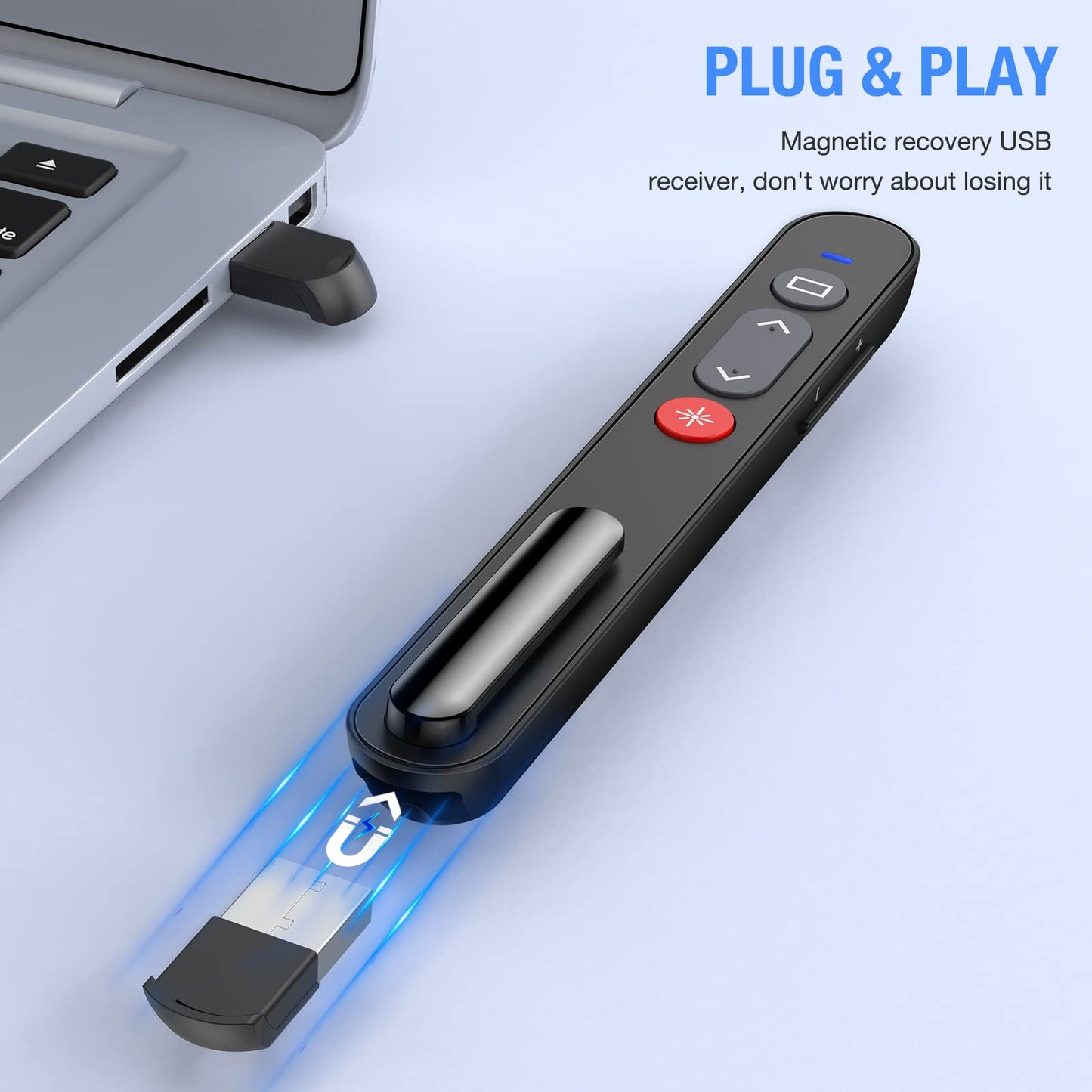Ninjajoyox Presentation Clicker, Wireless Presenter Clicker With Aaa Battery For Powerpoint Slide With Hyperlink & Volume Contro