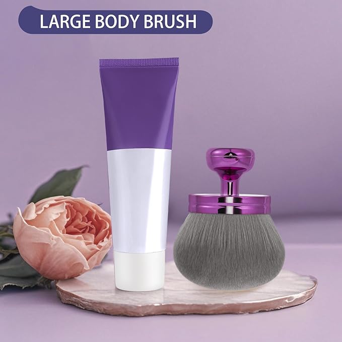 UNIMEIX Extra Large Body Makup Brush for Self Tanner with Drawstring Bag, 3.2 Inch Blend and Blur Body Sunscreen Applicator for Face, Legs, Body, Cream and Foundation (Purple)