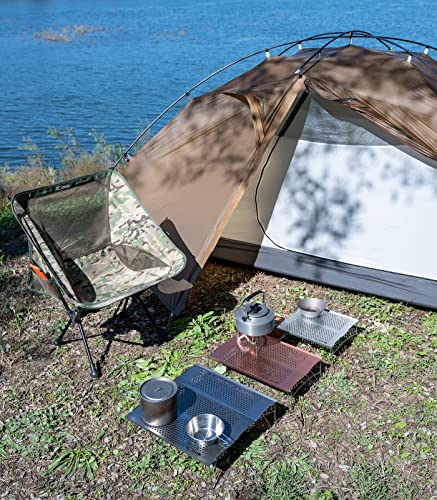 iClimb 1 Anti-Sinking Large Feet Chair and 1 Solo Mini Folding Table Bundle, Ultralight Compact for Solo Person Outdoor Ba...