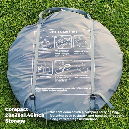 4 Person Easy Pop Up Tent, Automatic Setup, Waterproof, 2 Doors-Instant Family Tents for Camping, Hiking & Traveling, 9.5’...