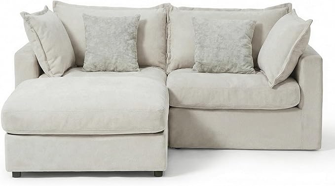 ModernMate 83" Modular Sectional Sofa, L Shaped Couch Set for Living Room, Down Filled Cloud Couch with Storage Ottoman, 2 Seater Loveseat Deep Seat Sofa, Chenille, Beige