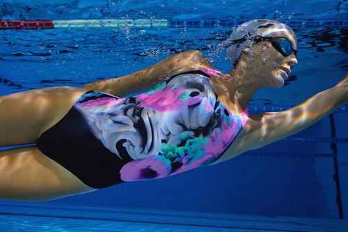 ARENA Feel Women's Imaginary Swim Pro Back Swimsuit Sporty One Piece Ladies Bathing Suit Athletic Swimwear, Black/Shocking Pink/Multi, US Size 36