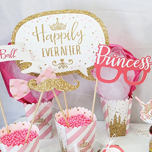 Big Dot of Happiness Little Princess Crown - Pink and Gold Princess Baby Shower or Birthday Party Photo Booth Props Kit - ...