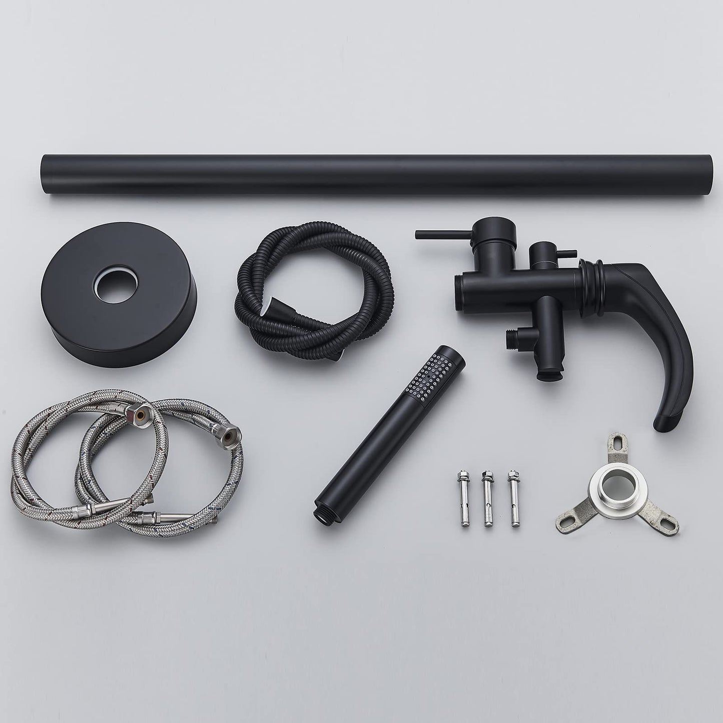 Senlesen Black Freestanding Bathtub Shower Mixer Taps Floor Mounted Single Handle Clawfoot Tub Filler Shower Faucets with Hand Sprayer