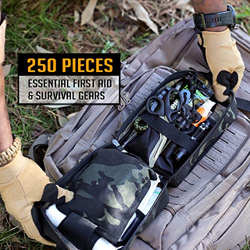 EVERLIT 250 Pieces Survival First Aid Kit IFAK EMT Molle Pouch Survival Kit Outdoor Gear Emergency Kits Trauma Bag for Cam...