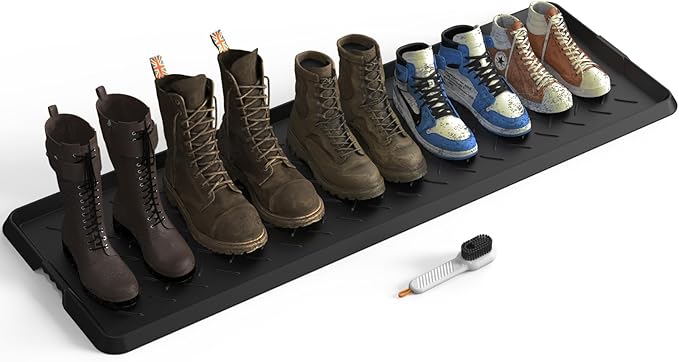 Extra Large Heavy Duty Boot Natural Rubber Shoe Mat for Entryway with Shoes Brush Large Boot Mat Multi-Purpose for Indoor or Outdoor, 16.1x 47.6 Inches 1