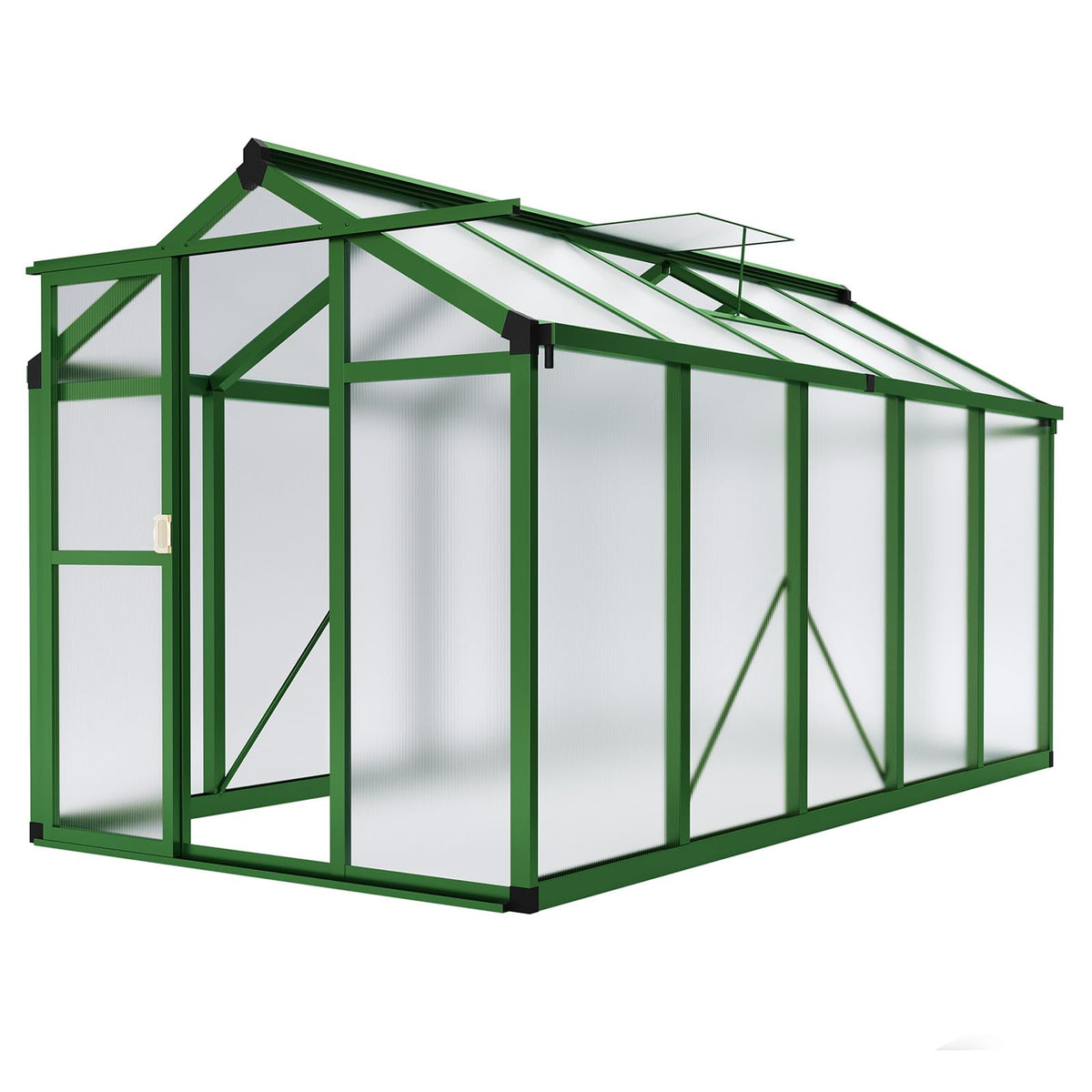 6x10 FT Greenhouse - Large Aluminum Greenhouses for Outdoors, Heavy Duty Polycarbonate Greenhouse with Roof Vent&Ground Nails, Walk-in Green Houses for Garden, Backyard, Patio, Easy Assembly