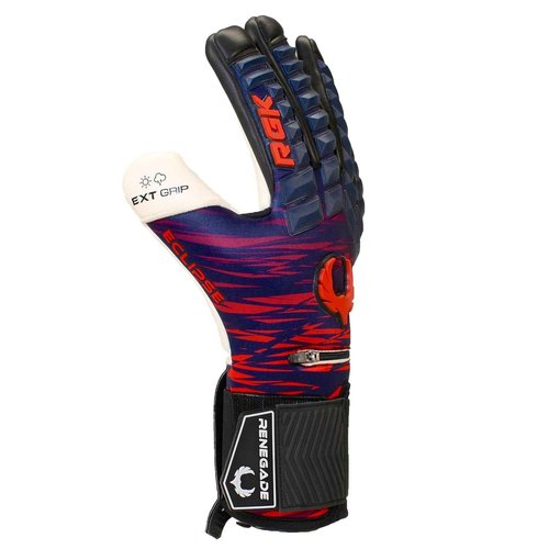 Renegade GK Eclipse Tremor Professional Goalie Gloves with Pro Fingersaves Black| Blue & Red Soccer Goal Keeper Gloves (Size 11, Mens, Womens, Neg. Cut, Level 5)