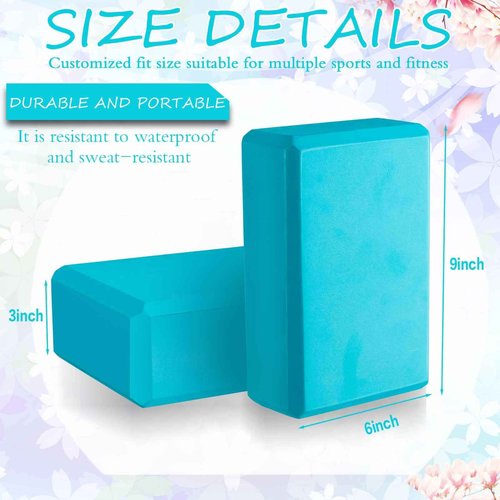 Outus 20 Pcs Yoga Blocks Bulk 9 x 6 x 3 Inch High Density Bricks to Improve Strength Flexibility Balance Soft Non Slip Gymnastic Blocks for Yoga Sports(Turquoise)