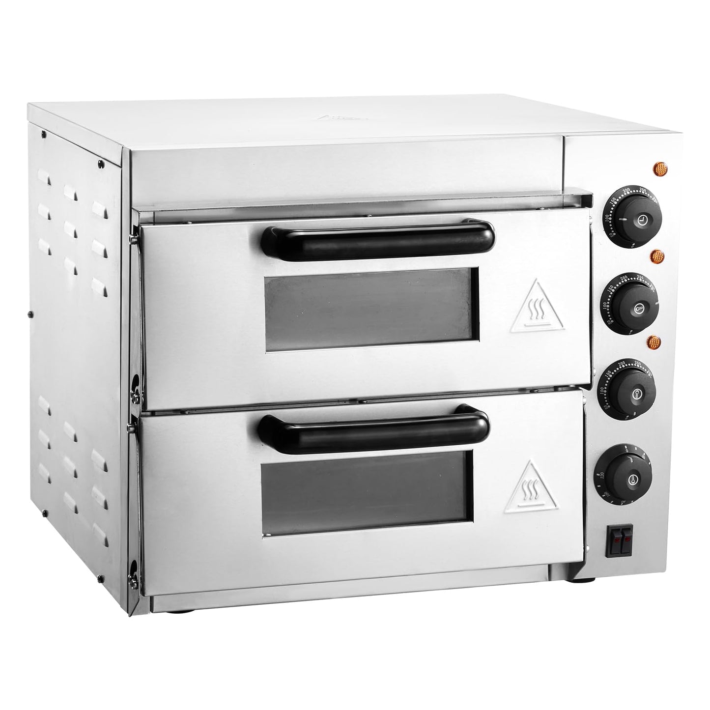VEVOR Commercial Pizza Oven Countertop, 14" Double Deck Layer, Stainless Steel Electric Pizza Oven with Stone and Handle, Multipurpose Indoor Pizza Maker for Restaurant Home Pretzels Baked