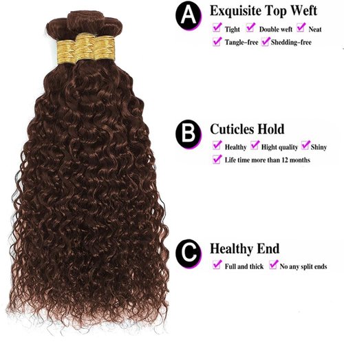 24 26 28 Inch Color #4 Bundle Medium Brown Water Wave Human Hair Bundles Dark Brown Bundle Color #4 Wet and Wavy Bundles Human Hair
