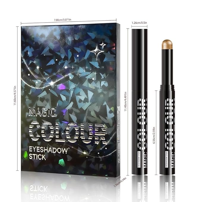 6Pcs Cream Eye Shadow Sticks Makeup for Women, Transparent Pink Hot Pink Yellow Green Dazzling Blue Purple Cyan Green Shimmer Matte Eye Shadow Brightener Stick for Eyes, Waterproof Eyeshadow Pencil 04