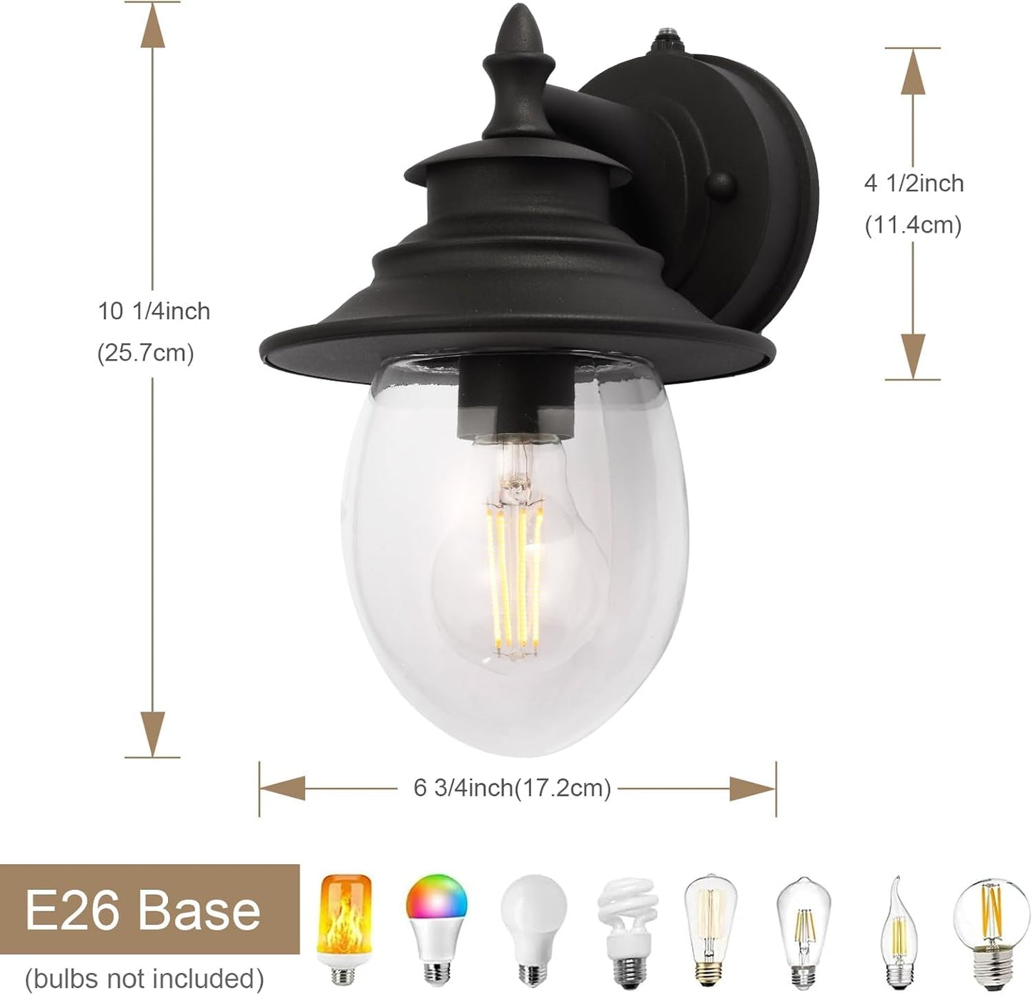 Kalium Outdoor Porch Light Fixtures, Upgrade Dusk to Dawn Sconce Lighting Exterior Wall Sconce Decor for Front Door House