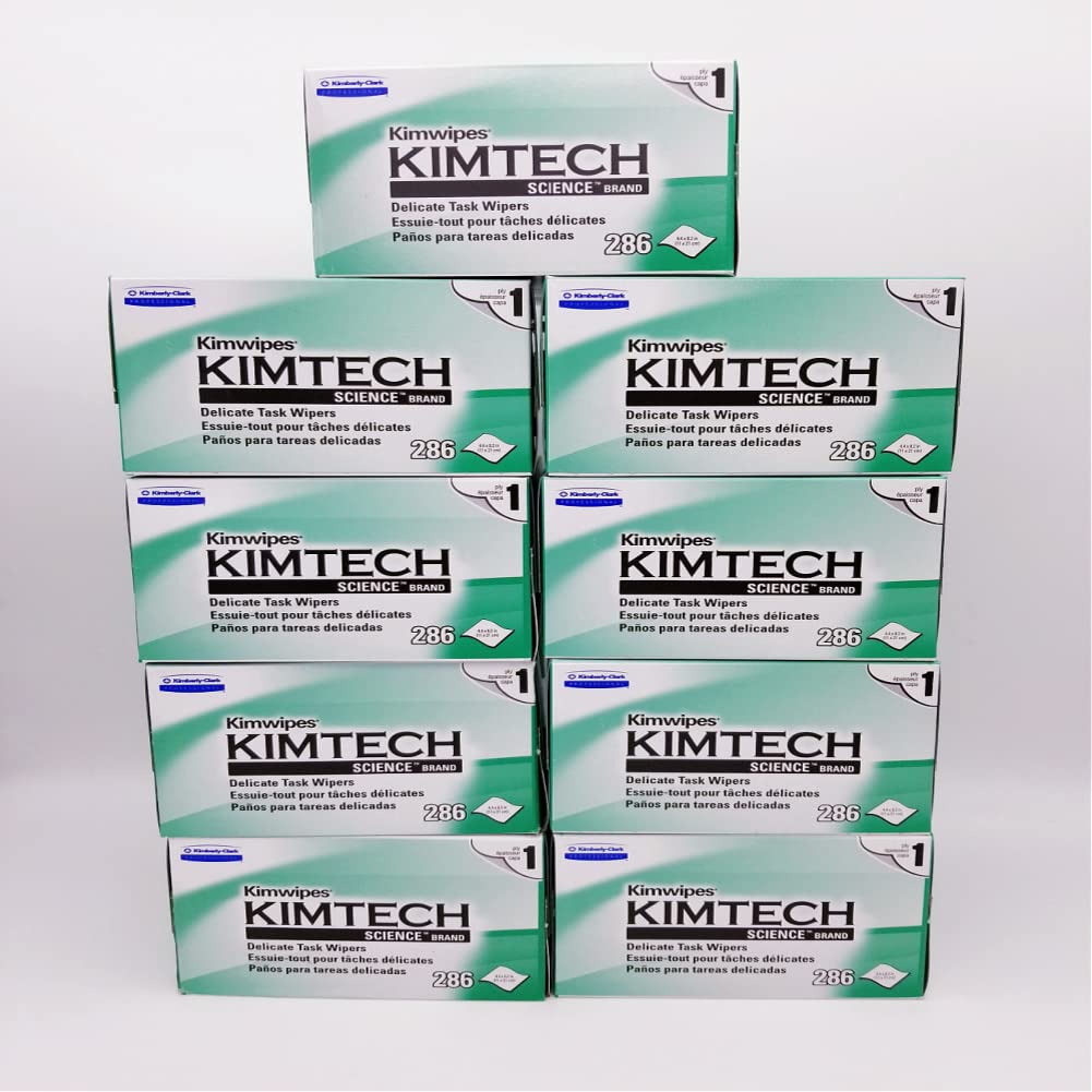 Kimberly-Clark Professional QLZSTWUH Kimtech Science KimWipes Delicate Task Wipers, 4.4 x 8.4 in. 1-ply, 9 Box of 280