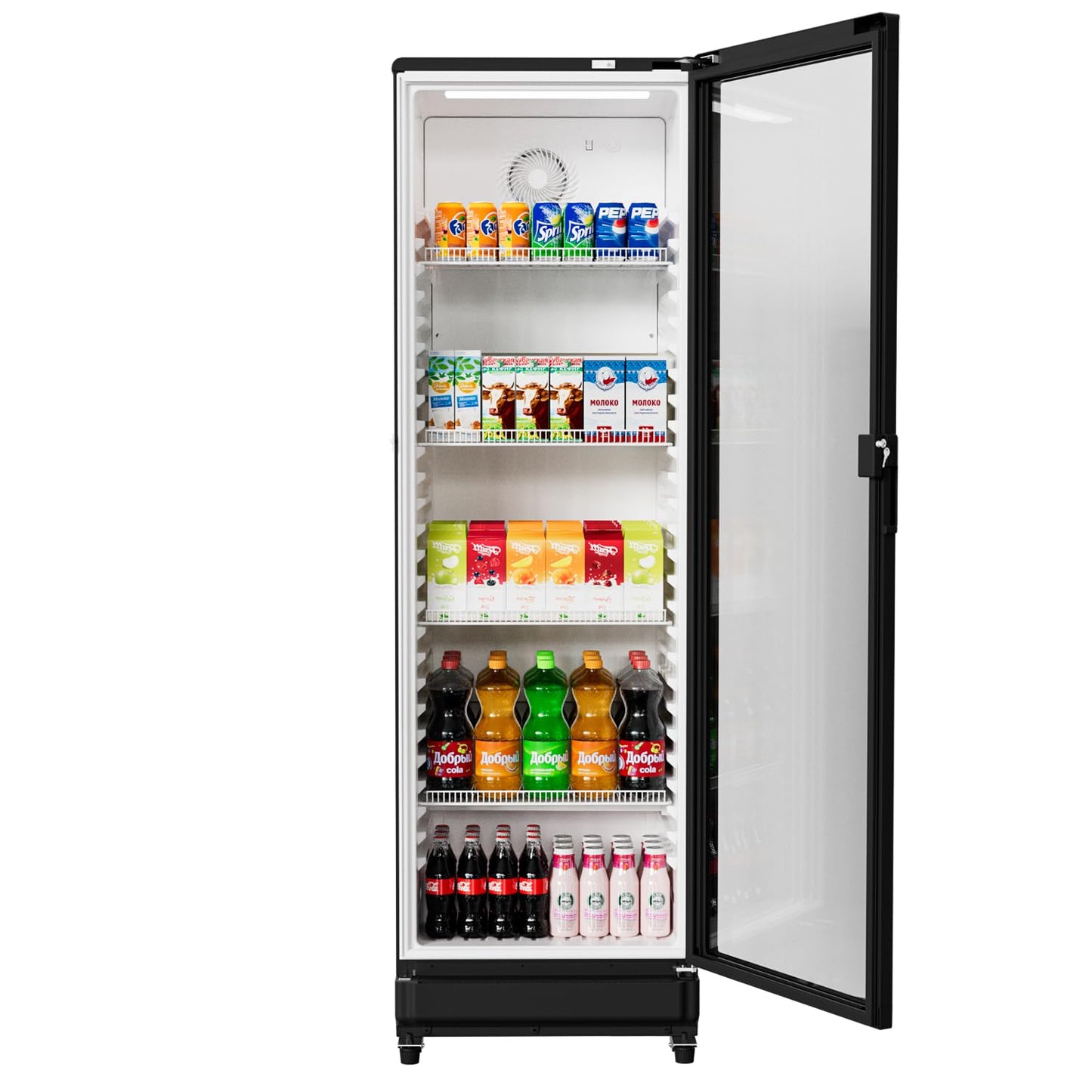 BEYOU Beverage Refrigerators, 12.2 cu. Ft commercial Display Fridge with Double-Tempered Glass Door Door, Merchandiser for Living Room, Bar, Garage(Black)