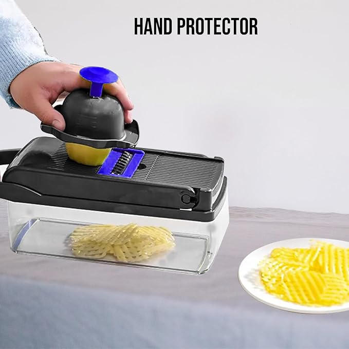 Vegetable Chopper, 16 in 1 Professional Mandoline Slicer for Kitchen, Multifunctional Food Chopper Cutter for Onion, Potato, Tomato, Veggie with 8 blades and With Container