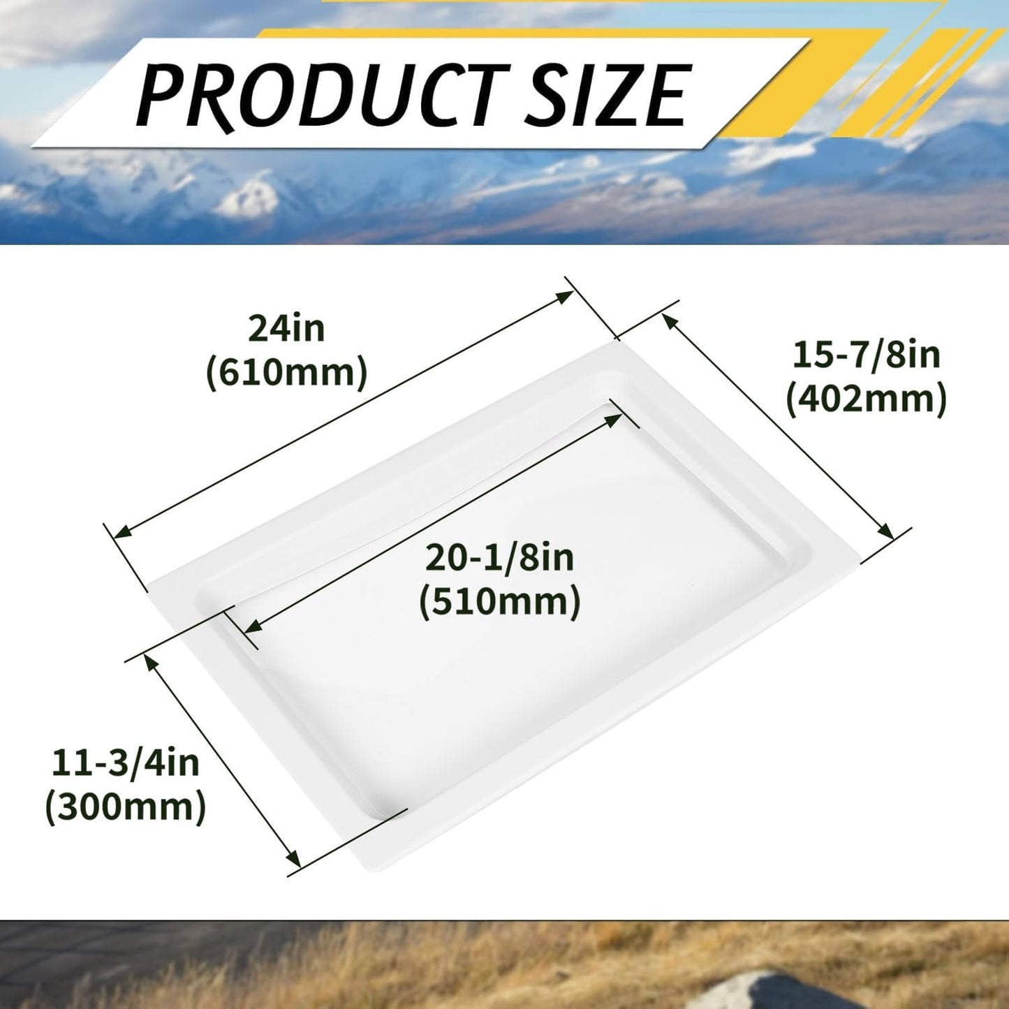 KUAFU 24" x 15.8" RV Skylight Inner Dome Cover – Fit for 22" x 14" Opening, Shatterproof ABS Plastic, Clear Window for Bright & Warm RV/Camper – Easy Screw Installation