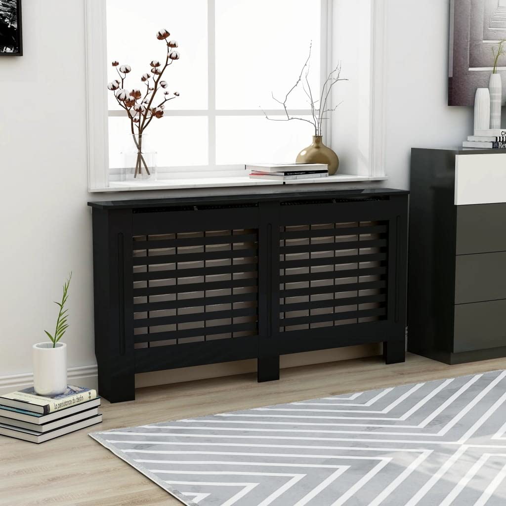 vidaXL Radiator Cover, Radiator Guard for Home Office, Heater Cover for Living Room Decorative, Heating Cabinet Protective Cover, Black MDF